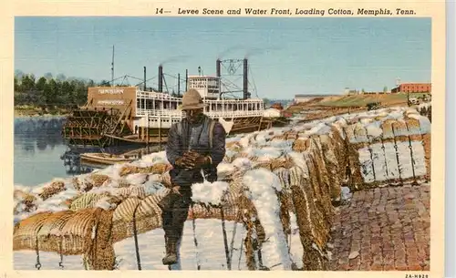 AK / Ansichtskarte  Memphis_Tennessee Levee Scene and Water Front Loading Cotton 