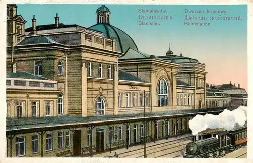 AK / Ansichtskarte  Stanislau_Stanislawow_Ukraina Bahnstation Dampflokomotive 