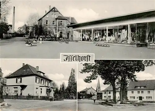 AK / Ansichtskarte  Isselhorst_Guetersloh Teilansichten Bekleidungsgeschaeft Blick zur Kirche 