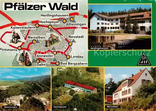 AK / Ansichtskarte 73868468 Hertlingshausen Altleiningen Hochspeyer Merzalben Pfaelzer Wald Gebietskarte Hertlingshausen