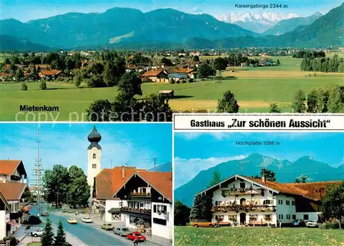 AK / Ansichtskarte 73868477 Westerbuchberg Mietenkamm Kaisergebirge Ortspartie Gasthaus Zur schoenen Aussicht mit Hochplatte Westerbuchberg