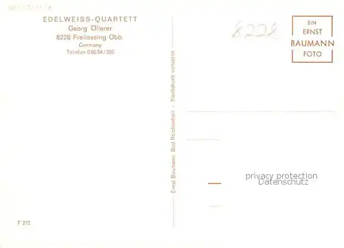 AK / Ansichtskarte 73868492 Freilassing Edelweiss Quartett Freilassing