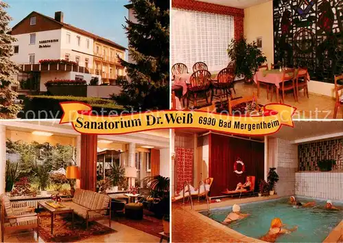 AK / Ansichtskarte 73868512 Bad_Mergentheim Sanatorium Dr Weiss Gastraeume Hallenbad Bad_Mergentheim