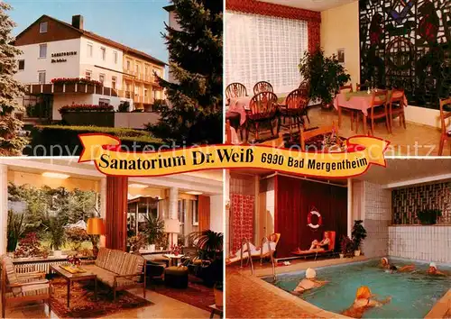 AK / Ansichtskarte  Bad_Mergentheim Sanatorium Dr Weiss Gastraeume Hallenbad Bad_Mergentheim