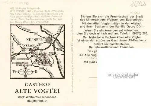 AK / Ansichtskarte  Wolframs-Eschenbach Alte Vogtei Gasthof Cafe Weinstube Wolframs-Eschenbach