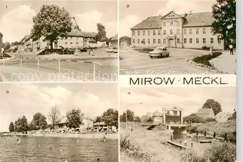 AK / Ansichtskarte  Mirow Markt Etkar Andre Oberschule Freibad An der Schleuse Mirow