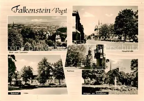 AK / Ansichtskarte 73868613 Falkenstein_Vogtland Blick vom Lochstein Hauptstrasse Bahnhof Anlagen am Schlossfelsen Rathaus Falkenstein_Vogtland