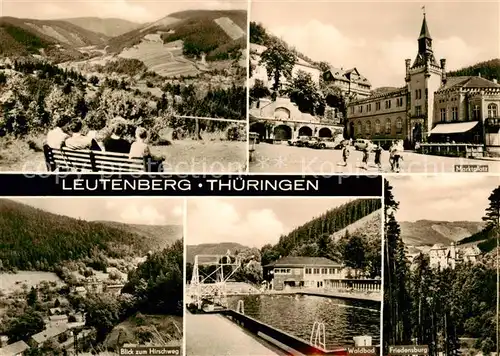 AK / Ansichtskarte  Leutenberg_Thueringen Panorama Marktplatz Blick zum Hirschweg Waldbad Friedensburg Leutenberg Thueringen