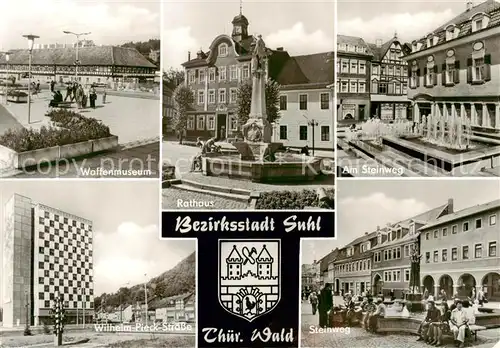 AK / Ansichtskarte  Suhl_Thueringer_Wald Waffenmuseum Rathaus Am Steinweg Wilhelm Pieck Strasse  Suhl_Thueringer_Wald