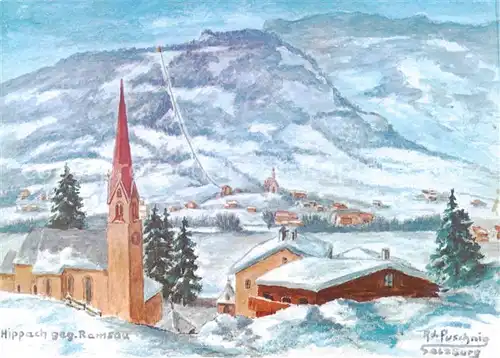 AK / Ansichtskarte  Hippach_Tirol_AT mit Ramsau Aquarell 