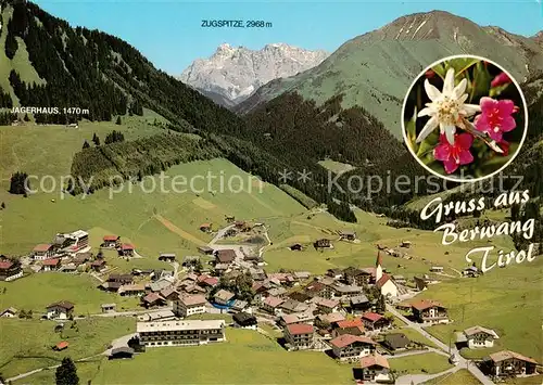 AK / Ansichtskarte 73868788 Berwang_Tirol_AT Fliegeraufnahme mit Jaegerhaus und Zugspitze 