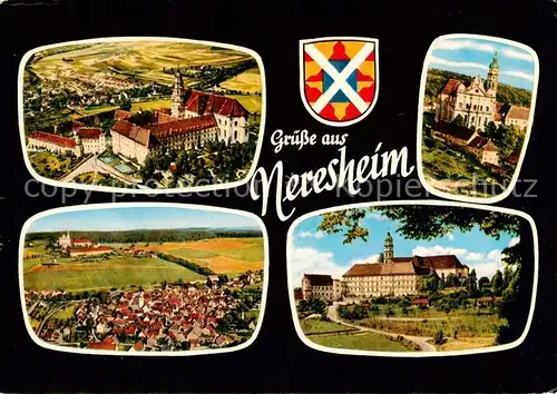 AK / Ansichtskarte 73868791 Neresheim Fliegeraufnahmen mit Kloster Kirche Schloss Panorama Neresheim
