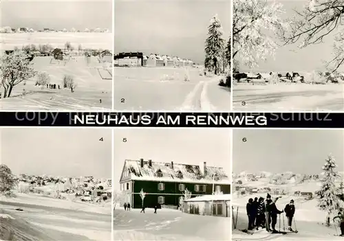 AK / Ansichtskarte  Neuhaus_Rennweg Teilansichten Neubaugebiet Apelsberg Stadtteil Igelshieb Jugendherberge Karl Marx Skigelaende Neuhaus Rennweg