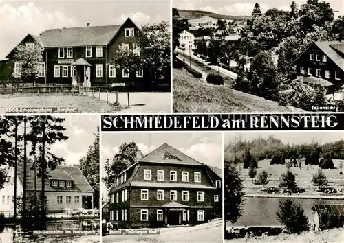 AK / Ansichtskarte  Schmiedefeld_Rennsteig FDGB Erholungsheim Berghof Teilansicht HO Gaststaette im Naturpark Hotel Thueringer Hof Bad Schmiedefeld_Rennsteig