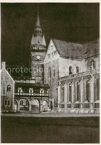 AK / Ansichtskarte  Braunschweig Burgplatz und Rathaus bei Nacht Braunschweig