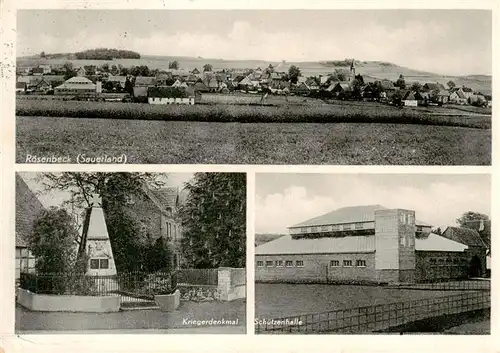 AK / Ansichtskarte 73868961 Roesenbeck_Brilon Panorama Kriegerdenkmal Schuetzenhalle 