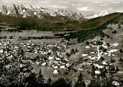 AK / Ansichtskarte  Wallgau mit Wetterstein und Zugspitze Wallgau