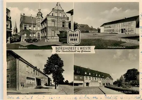 AK / Ansichtskarte 73869008 Borghorst_Westfalen Rathaus Kreisberufsschule Postamt Auf dem Schilde Borghorst_Westfalen