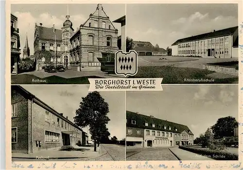 AK / Ansichtskarte  Borghorst_Westfalen Rathaus Kreisberufsschule Postamt Auf dem Schilde Borghorst_Westfalen