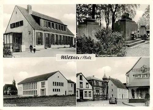 AK / Ansichtskarte  Miesau_Pfalz Kindergarten Kriegerdenkmal Festhalle Rathaus und Kaufhaus Munzinger 