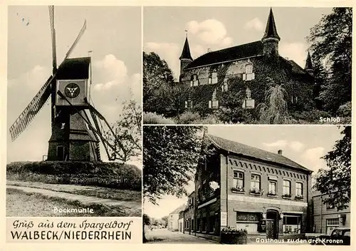 AK / Ansichtskarte  Walbeck_Geldern_Rheinland Bockmuehle Schloss Gasthaus zu den drei Kronen 