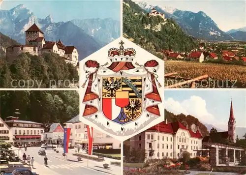 AK / Ansichtskarte 73869178 Vaduz_Liechtenstein_FL Castle of Vaduz with Falknis Coat of arms 