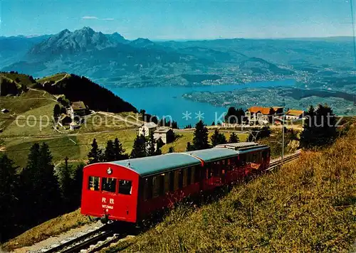 AK / Ansichtskarte  Vitznau_Witznau_Vierwaldstaettersee_LU Rigi Bahn mit Pilatus und Luzern 