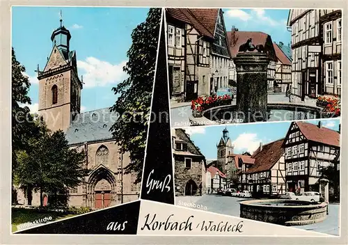 AK / Ansichtskarte 73869228 Korbach Kilianskirche Feldhuehnerchen Brunnen Stechbahn Korbach