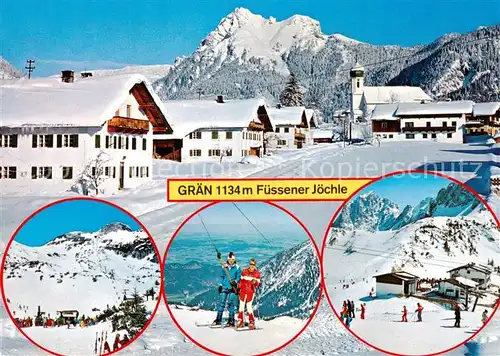 AK / Ansichtskarte  Graen_Tannheimertal_Tirol_AT Ortspartie Panorama mit Bergstation Fuessener Joechle Schlepplift 