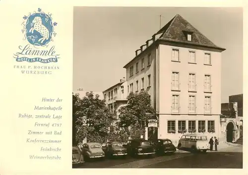 AK / Ansichtskarte  Wuerzburg_Bayern Hotel Laemmle 