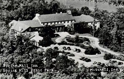 AK / Ansichtskarte  Mitchell_Indiana_USA Spring Mill Inn Spring Mill State Park aerial view 