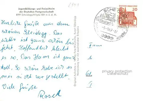 AK / Ansichtskarte 73869547 Scheidegg_Allgaeu Jugendbildungs und Freizeitheim der Deutschen Postgewerkschaft  Scheidegg Allgaeu