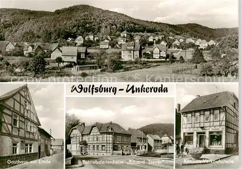 AK / Ansichtskarte  Unkeroda_Eisenach_Thueringen Panorama Gasthaus zur Linde Betriebsferienheim Eduard Steyer Konsum Verkaufsstelle Unkeroda_Eisenach