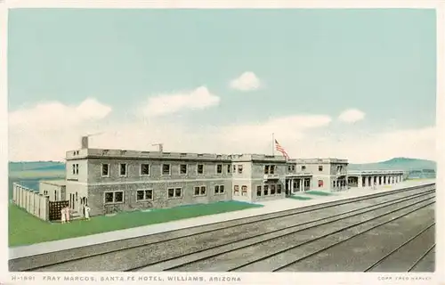 AK / Ansichtskarte  Williams_Arizona_USA Station Hotel Fray Marcos Illustration 