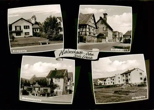 AK / Ansichtskarte  Hainstadt_Breuberg_Erbach_Odenwald_Hessen Ortsmotiv mit Kirche Ehrenmal Wohnhaeuser 