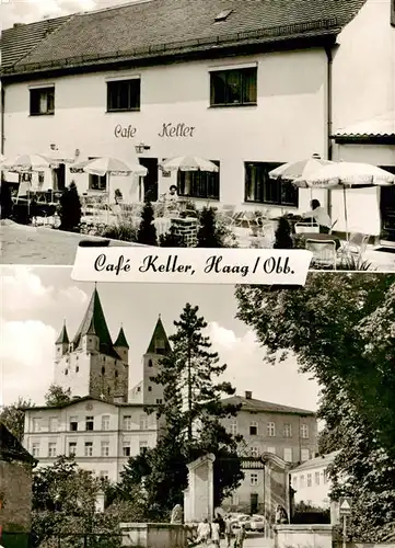 AK / Ansichtskarte  Haag_Oberbayern Café Keller Blick zur Kirche Haag Oberbayern