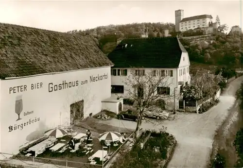 AK / Ansichtskarte  Neckarmuehlbach Gasthaus Neckartal Blick zur Burg Guttenberg Neckarmuehlbach