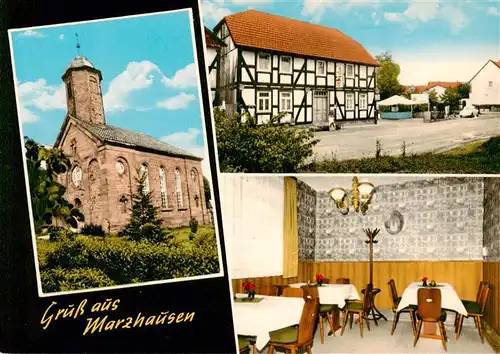 AK / Ansichtskarte 73869748 Marzhausen_Witzenhausen Kirche Hotel Restaurant Fachwerkhaus Marzhausen Witzenhausen