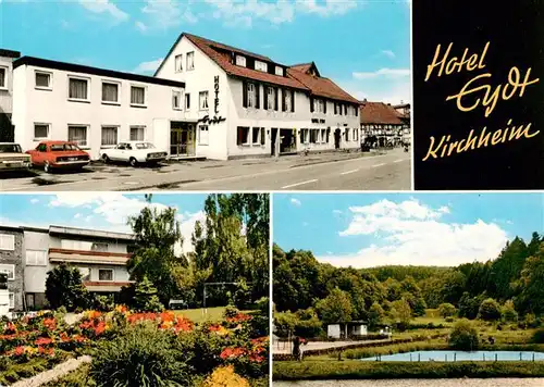 AK / Ansichtskarte 73869750 Kirchheim_Hessen Hotel Eydt Garten Teich Kirchheim Hessen