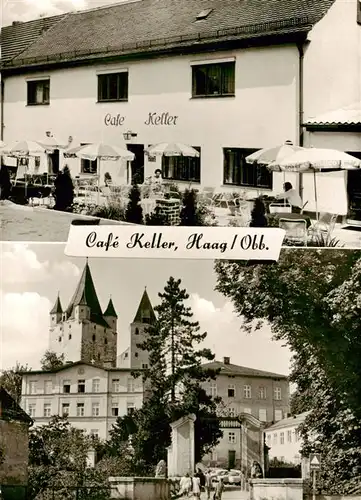 AK / Ansichtskarte  Haag_Oberbayern Café Keller Blick zur Kirche Haag Oberbayern