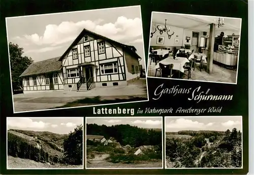 AK / Ansichtskarte  Lattenberg_Arnsberg_Westfalen Gasthaus Schuermann Landschaftspanorama Naturpark Arnsberger Wald 