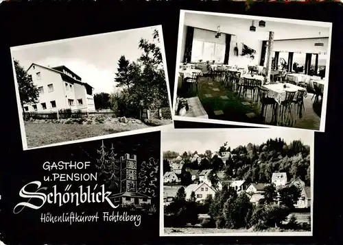 AK / Ansichtskarte  Fichtelberg_Oberwiesenthal_Erzgebirge Gasthof Pension Schoenblick Gastraum Panorama