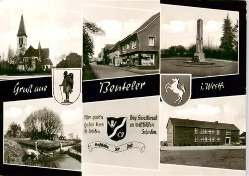 AK / Ansichtskarte  Benteler_Langenberg Kirche Gaststaette Ludger Schnitker Monument Kanal  