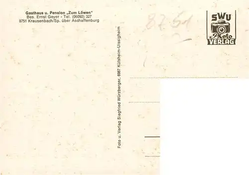 AK / Ansichtskarte  Krausenbach_Dammbach Gasthaus Pension Zum Loewen Panorama 