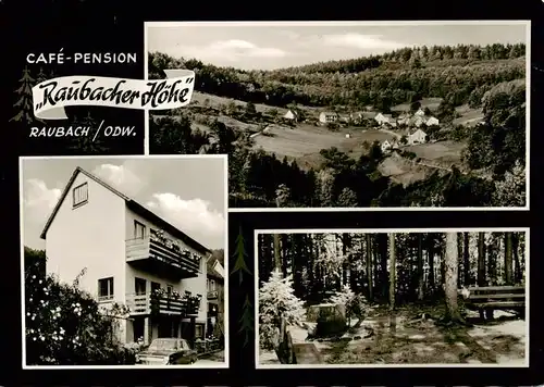 AK / Ansichtskarte 73869905 Raubach_Odenwald Cafe Pension Raubacher Hoehe Panorama Waldpartie Raubach Odenwald