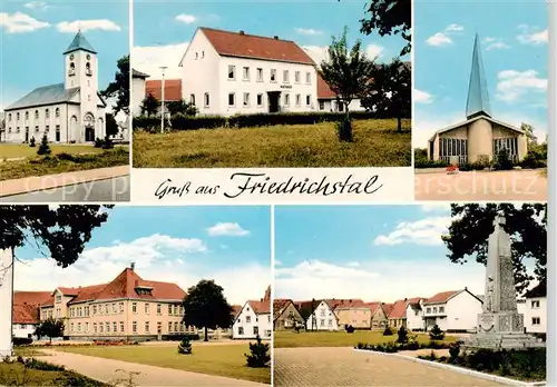 AK / Ansichtskarte 73870121 Friedrichstal_Stutensee Kirchen Gasthaus Monument Friedrichstal_Stutensee