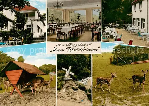 AK / Ansichtskarte  Havixbeck Ausflugslokal Zum Waldfrieden Gastraeume Terrasse Damwildgehege Muehle Havixbeck