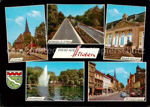 AK / Ansichtskarte 73870163 Hilden__Mettmann Ev Kirche Autobahn Schloss Benrath Gondelteich Mittelstrasse 