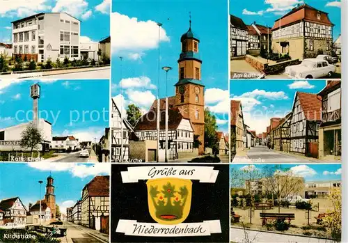 AK / Ansichtskarte  Niederrodenbach Buergerhaus Kath Kirche Ev Kirche Kirchstrasse Rathaus Schule Niederrodenbach