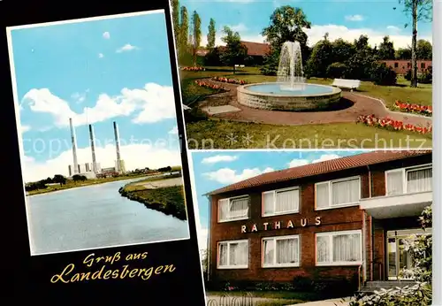 AK / Ansichtskarte 73870171 Landesbergen Fabrik Park Springbrunnen Rathaus Landesbergen